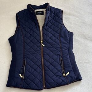Active USA Women's Navy Quilted Vest with Gold Zippers